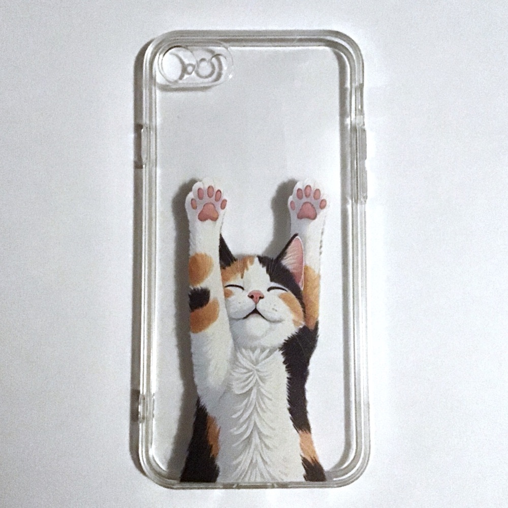 Clear Cat iPhone Case with Calico Cat Design for iPhone 7/8/SE2/SE3